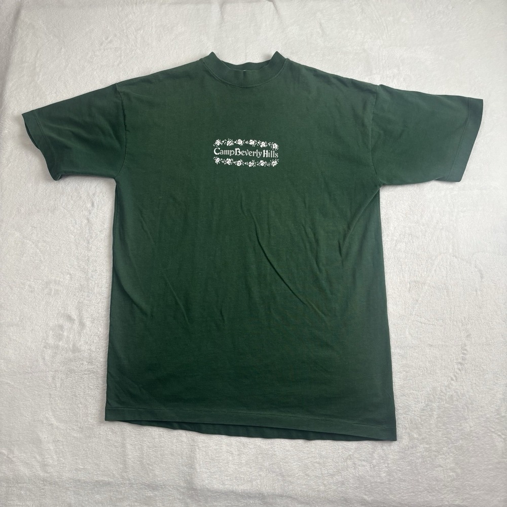 VTG Camp Beverly Hills Green Short Sleeve Graphic Shirt Men's Medium